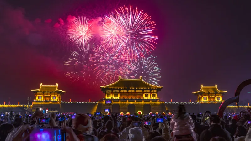 搞鸡网站春节烟花庆祝视频素材